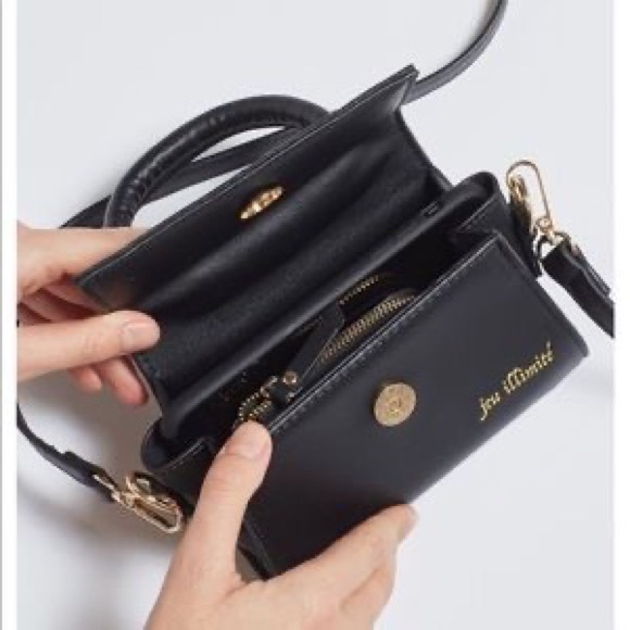 Jeu Illimité Black Leather Cherie Mini Top Handle Crossbody Purse Shoulder Bag - Picture 3 of 14